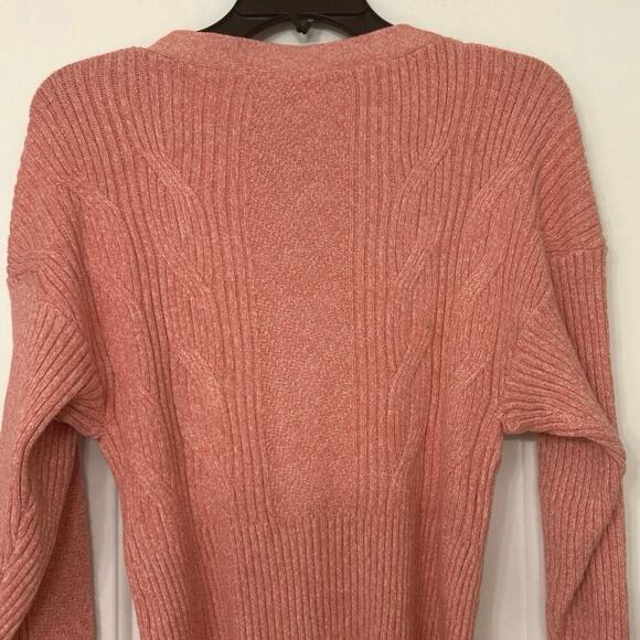 Express Rose Pink Cropped Cable Knit Cardigan Sweater New Medium Summer Beachy - Picture 7 of 12